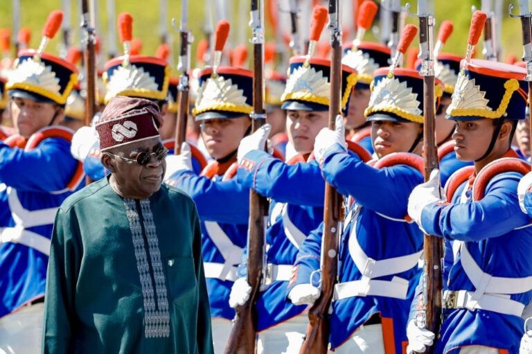 Tinubu Welcomed with State Military Honours in Brazil’s Capital